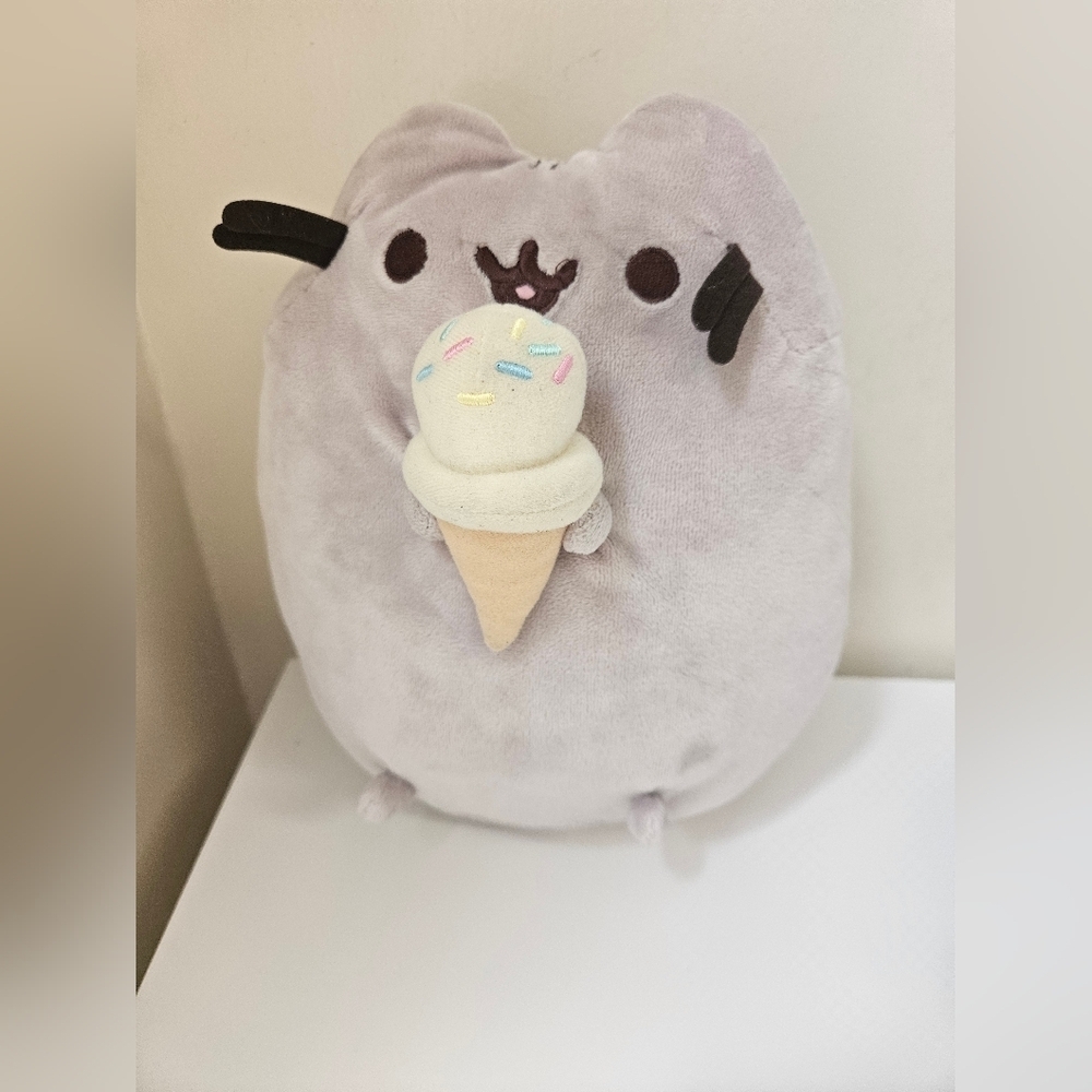 Pusheen- Cute Gray Cat Plush with Ice Cream 10"